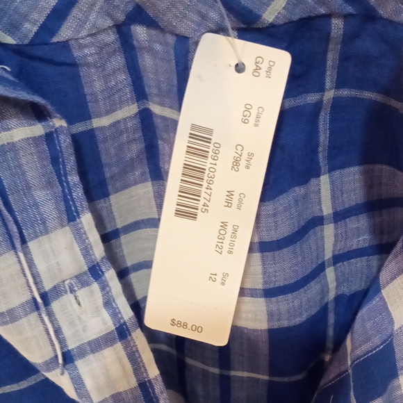 J. Crew Twill Plaid Shirt Blue Size 12 - Picture 3 of 4
